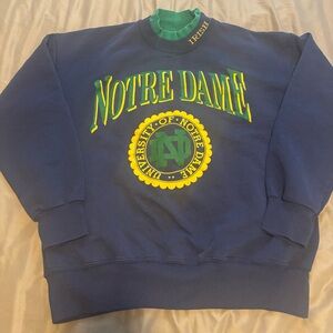 Vintage University of Notre Dame Double Collar College Crewneck on Dodger Tag L